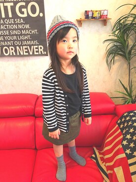 「Arnold Palmer（アーノルドパーマー）のアイテム（帽子）」を使った、ナメちゃんさん（キッズ・110cm）の秋コーディネート