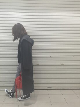 「リラックスパンツ」｜「アイテム（チェスターコート）」を使った、おはぎ❇︎さんさん（レディース・154cm）の冬コーディネート