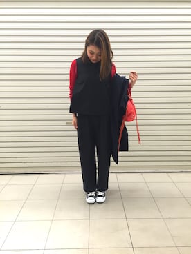 「KBF（ケイビーエフ）のアイテム（ピーコート）」を使った、おはぎ❇︎さんさん（レディース・154cm）の冬コーディネート