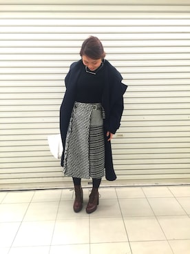 「KBF（ケイビーエフ）のアイテム（ピーコート）」を使った、おはぎ❇︎さんさん（レディース・154cm）の冬コーディネート