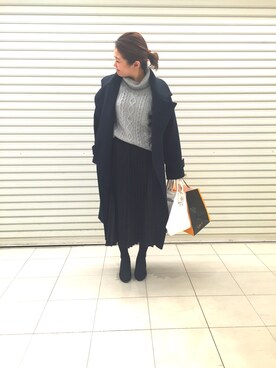 「KBF（ケイビーエフ）のアイテム（ピーコート）」を使った、おはぎ❇︎さんさん（レディース・154cm）の春コーディネート