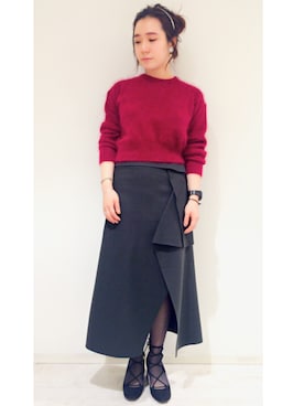 「GLOW（グロウ）のアイテム」を使った、みうらあやさん（レディース・154cm）の冬コーディネート