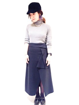 「GLOW（グロウ）のアイテム」を使った、みうらあやさん（レディース・154cm）の冬コーディネート