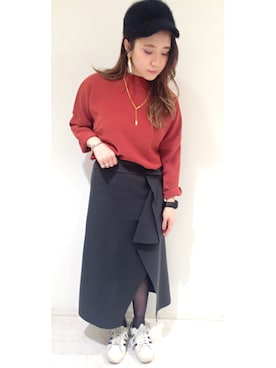 「Yves Saint Laurent（イヴサンローラン）のアイテム（アクセサリー）」を使った、みうらあやさん（レディース・154cm）の冬コーディネート