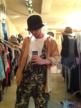 「カモフラパンツ」｜「アイテム（オールインワン・サロペット）」を使った、somerare さん（メンズ・171cm）の春コーディネート