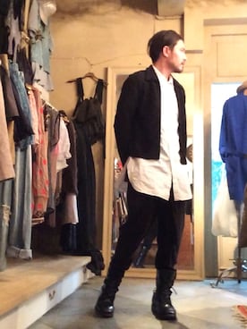 「Yohji Yamamoto（ヨウジヤマモト）のアイテム（ナイロンジャケット）」を使った、somerare さん（メンズ・171cm）の秋コーディネート