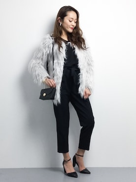 「Accessorize（アクセサライズ）のアイテム」を使った、三上玲奈さん（レディース・165cm）の冬コーディネート