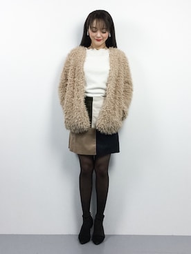 「ANAP（アナップ）のアイテム（その他アウター）」を使った、三上玲奈さん（レディース・165cm）の冬コーディネート