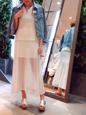 「ワントーンコーデ」｜「アイテム（デニムジャケット）」を使った、▲Yuuri.s▼さん（レディース・165cm）の春コーディネート