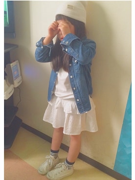 「Lee（リー）のアイテム（シャツ/ブラウス）」を使った、Niinaさん（キッズ・110cm）の春コーディネート