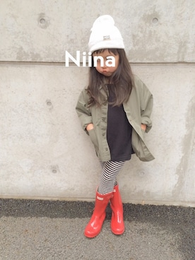 「アイテム（レインシューズ）」を使った、Niinaさん（キッズ・110cm）の春コーディネート