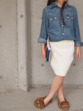 「Lee（リー）のアイテム（シャツ/ブラウス）」を使った、Niinaさん（キッズ・120cm）の春コーディネート