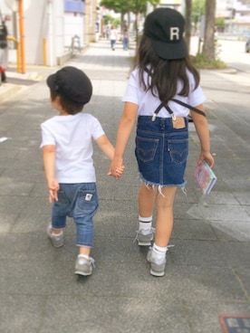 「TODAYFUL（トゥデイフル）のアイテム（帽子）」を使った、Niinaさん（キッズ・120cm）の夏コーディネート