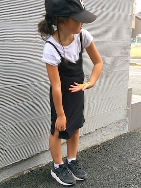 「TODAYFUL（トゥデイフル）のアイテム（帽子）」を使った、Niinaさん（キッズ・120cm）の夏コーディネート