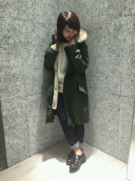 「RAGEBLUE（レイジブルー）のアイテム（モッズコート）」を使った、小園さん（レディース・158cm）の秋コーディネート