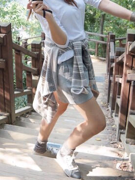「chic」｜「アイテム（ノーカラージャケット）」を使った、hyuna baeさん（レディース・172cm）の秋コーディネート