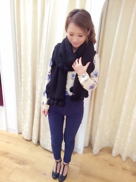 「Supreme.La.La.（シュープリームララ）のアイテム（パンツ）」を使った、Rikako Takahashiさん（レディース・158cm）の秋コーディネート