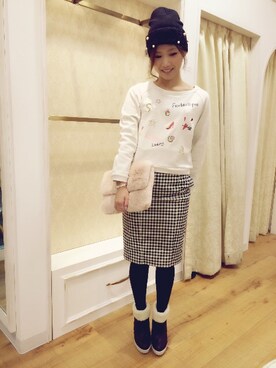 「Supreme.La.La.（シュープリームララ）のアイテム（ブーツ）」を使った、Rikako Takahashiさん（レディース・158cm）の秋コーディネート