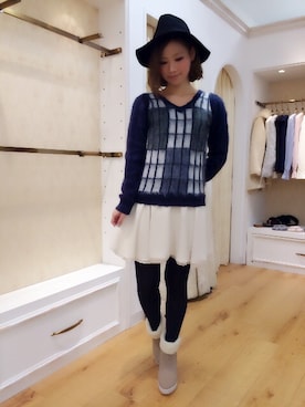 「Supreme.La.La.（シュープリームララ）のアイテム（ブーツ）」を使った、Rikako Takahashiさん（レディース・158cm）の秋コーディネート