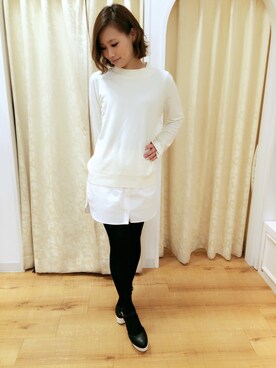 「Supreme.La.La.（シュープリームララ）のアイテム（パンツ）」を使った、Rikako Takahashiさん（レディース・158cm）の冬コーディネート
