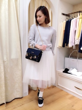 「Supreme.La.La.（シュープリームララ）のアイテム（ローファー）」を使った、Rikako Takahashiさん（レディース・158cm）の冬コーディネート