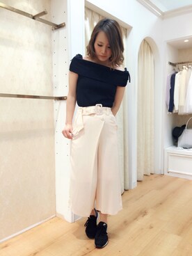 「Supreme.La.La.（シュープリームララ）のアイテム（パンツ）」を使った、Rikako Takahashiさん（レディース・158cm）の春コーディネート