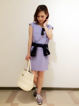 「Supreme.La.La.（シュープリームララ）のアイテム（デニムジャケット）」を使った、Rikako Takahashiさん（レディース・158cm）の春コーディネート