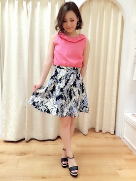 「Supreme.La.La.（シュープリームララ）のアイテム（サンダル）」を使った、Rikako Takahashiさん（レディース・158cm）の春コーディネート