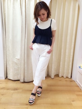 「Supreme.La.La.（シュープリームララ）のアイテム（パンツ）」を使った、Rikako Takahashiさん（レディース・158cm）の夏コーディネート