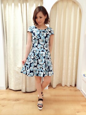 「Supreme.La.La.（シュープリームララ）のアイテム（サンダル）」を使った、Rikako Takahashiさん（レディース・158cm）の夏コーディネート