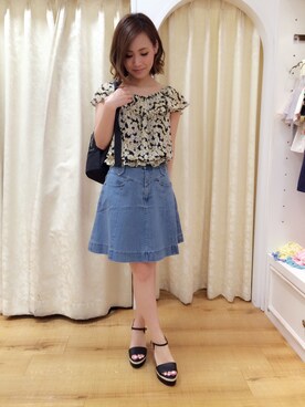 「Supreme.La.La.（シュープリームララ）のアイテム（サンダル）」を使った、Rikako Takahashiさん（レディース・158cm）の夏コーディネート