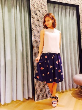 「Supreme.La.La.（シュープリームララ）のアイテム（パンツ）」を使った、Rikako Takahashiさん（レディース・158cm）の夏コーディネート