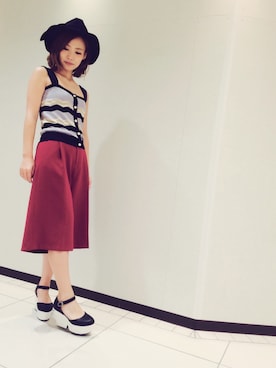 「Supreme.La.La.（シュープリームララ）のアイテム（パンツ）」を使った、Rikako Takahashiさん（レディース・158cm）の夏コーディネート