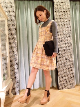 「Supreme.La.La.（シュープリームララ）のアイテム（その他シューズ）」を使った、Rikako Takahashiさん（レディース・158cm）の秋コーディネート