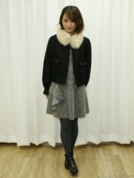 「Supreme.La.La.（シュープリームララ）のアイテム（ブルゾン）」を使った、Rikako Takahashiさん（レディース・158cm）の秋コーディネート
