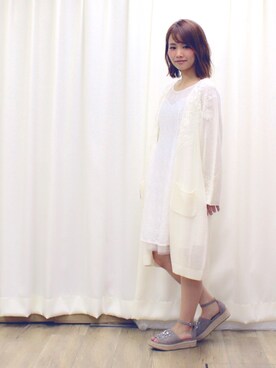「Supreme.La.La.（シュープリームララ）のアイテム（サンダル）」を使った、Rikako Takahashiさん（レディース・158cm）の春コーディネート