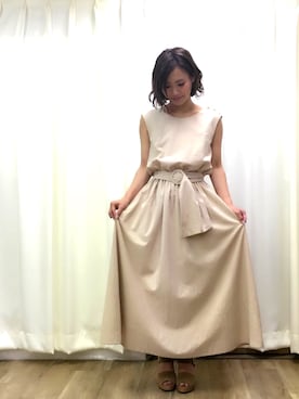 「Supreme.La.La.（シュープリームララ）のアイテム（サンダル）」を使った、Rikako Takahashiさん（レディース・158cm）の夏コーディネート