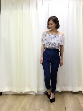 「Supreme.La.La.（シュープリームララ）のアイテム（パンツ）」を使った、Rikako Takahashiさん（レディース・158cm）の夏コーディネート