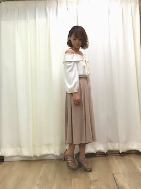 「Supreme.La.La.（シュープリームララ）のアイテム（パンツ）」を使った、Rikako Takahashiさん（レディース・158cm）の夏コーディネート