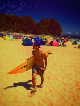 「サーフィン」｜「アイテム（その他）」を使った、たいせい。さん（メンズ・173cm）の夏コーディネート