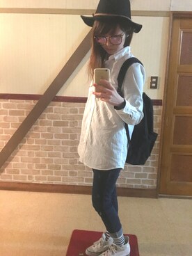 「しまむら（シマムラ）のアイテム（シャツ/ブラウス、ホワイト系）」を使った、kairiさん（キッズ・100cm）の春コーディネート