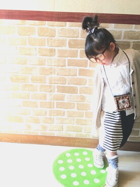 「Handmade（ハンドメイド）のアイテム（スカート、ベージュ系）」を使った、kairiさん（キッズ・100cm）の春コーディネート