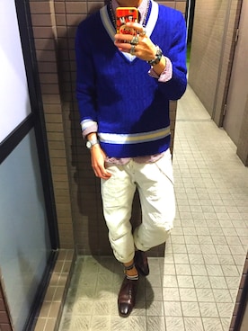「DSQUARED2（ディースクエアード）のアイテム（その他パンツ）」を使った、府川 大輝さん（メンズ・180cm）の冬コーディネート