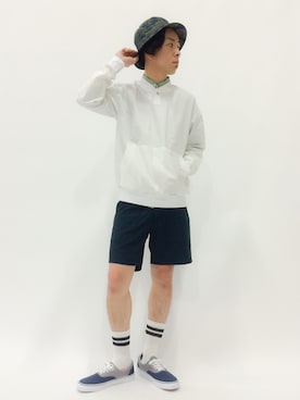 「green label relaxing（グリーンレーベルリラクシング）のアイテム（キャップ）」を使った、マツダ ケンさん（メンズ・174cm）の春コーディネート