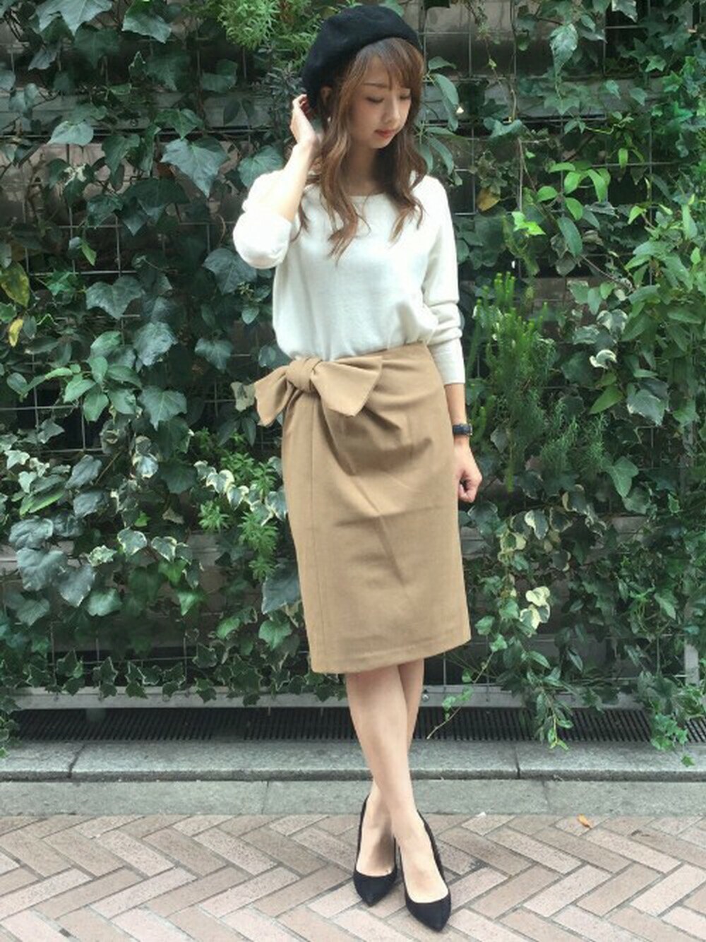 yumiさんの「カシミアタッチリボンタイトスカート◆（LIMITLESS LUXURY）」を使ったコーディネート