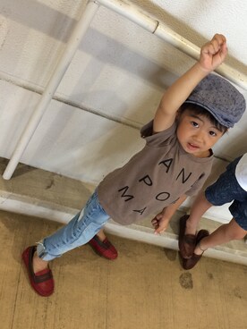 「ZARA KIDSのアイテム（ハンチング/ベレー帽）」を使った、有規さん（キッズ・110cm）の夏コーディネート