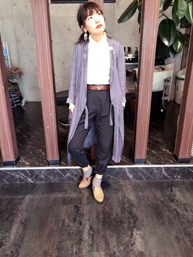 「hippiness（ヒッピネス）のアイテム（その他アウター）」を使った、みーさんさん（レディース・155cm）の秋コーディネート