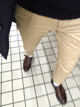 「SCYE BASICS（サイベーシックス）のアイテム（チェスターコート）」を使った、きっどマンさん（メンズ・175cm）の冬コーディネート