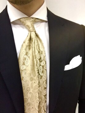 ネクタイ ゴールド系 を使った 結婚式 の人気ファッションコーディネート Wear