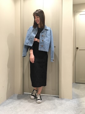 「abahouse」｜「アイテム（デニムジャケット）」を使った、chiho0331さん（レディース・158cm）の春コーディネート